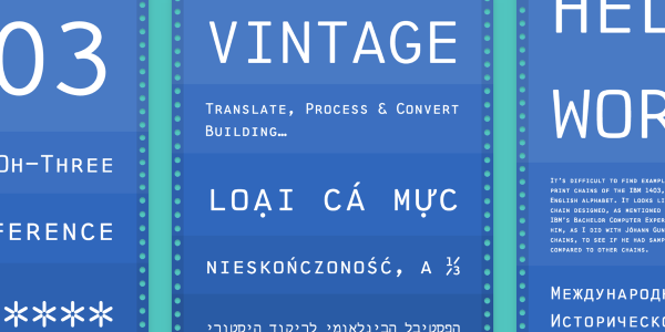 1403 Vintage Mono Pro typeface interactive specimen site